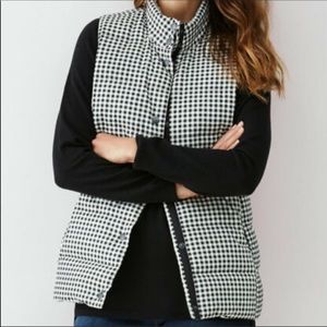 J. Jill Down Fill Puffer Black & White Gingham Plaid Vest